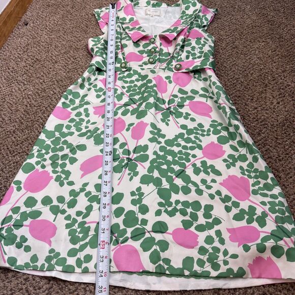 Anthropology Moulinette Soeurs Women's Silk Green Pink Floral Print Dress Sze 4 - Picture 8 of 11